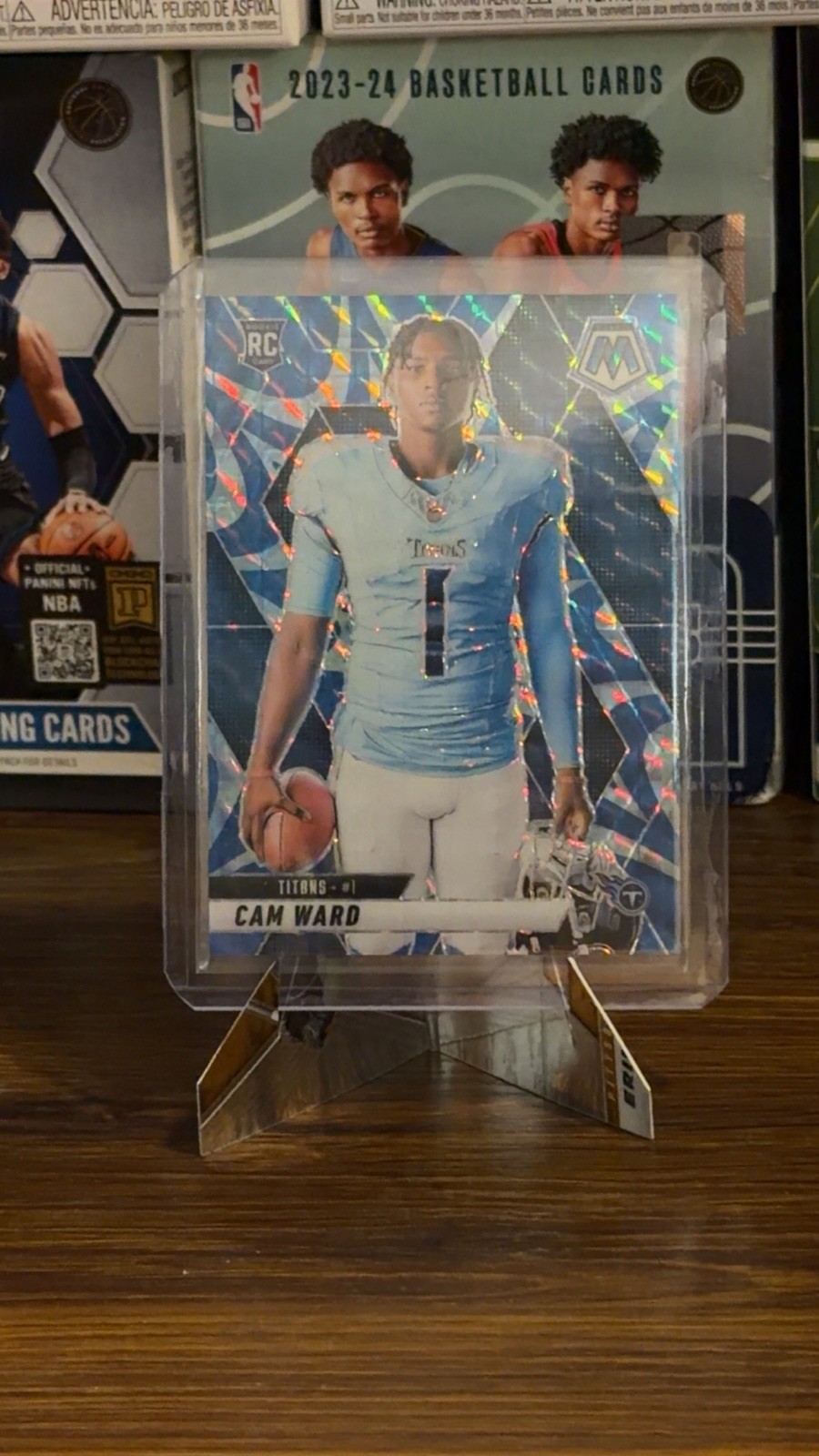 2025 Panini Mosaic Cam Ward Reactive Blue RC Rookie Image Variation #272 Titans