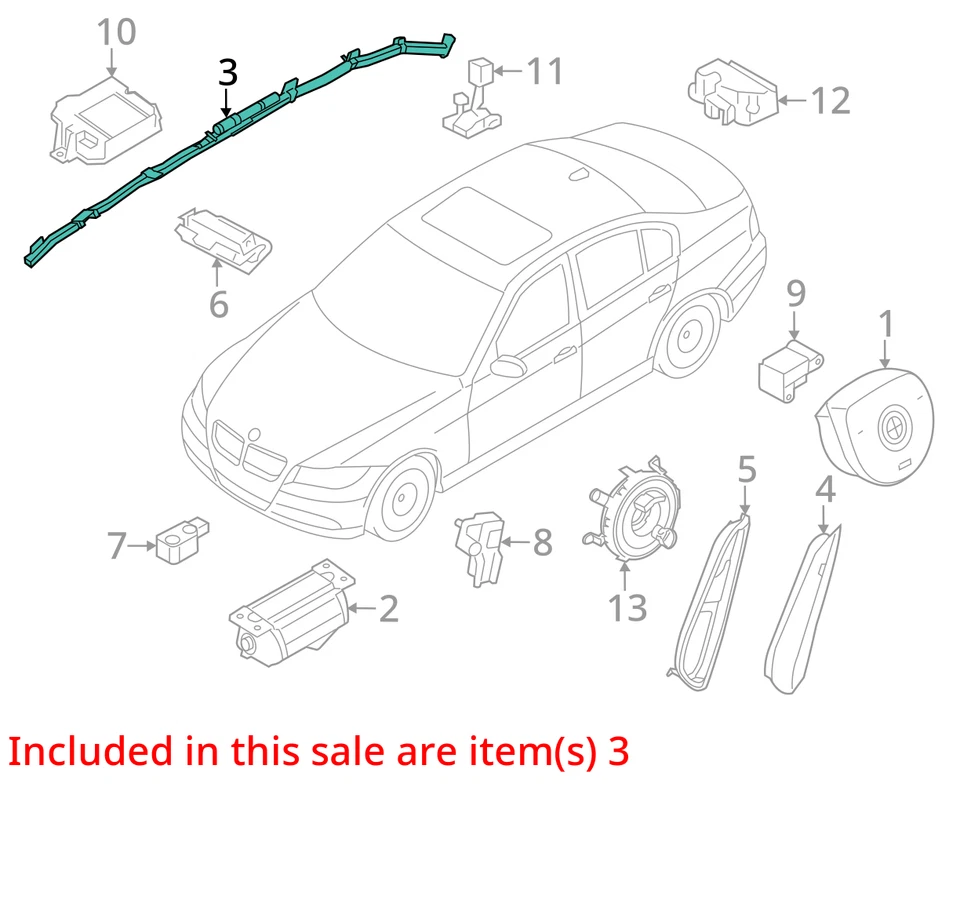 BMW 135i 2008-2013 airbag cortina techo pasajero derecho fabricante de equipos originales Foto 4 de 4