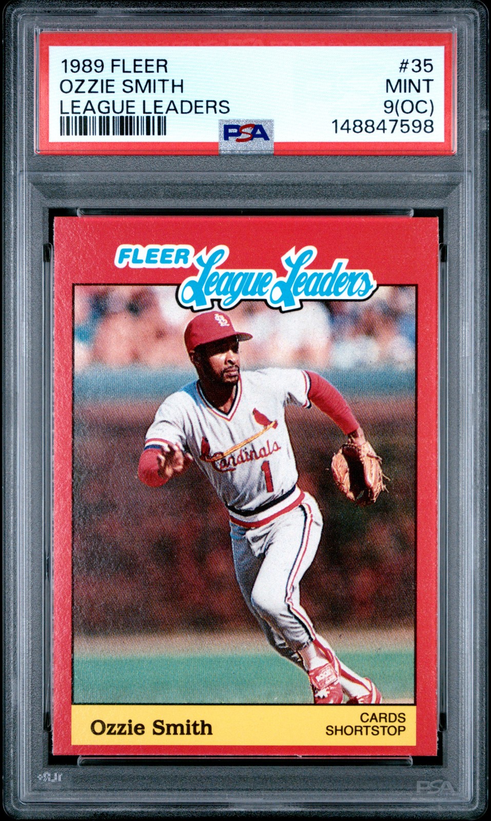 1989 FLEER LEAGUE LEADERS #35 OZZIE SMITH PSA 9 OC