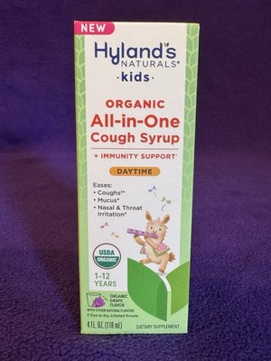 Hyland's Kids Organic All-in-One Cough Syrup (DAYTIME) Grape Flavor -- 08/2026