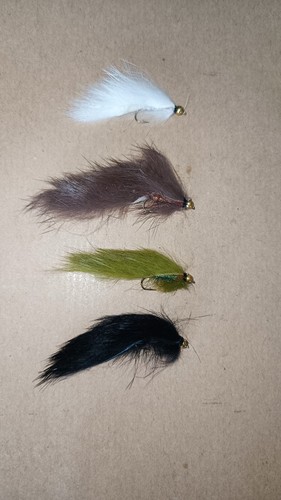 4 MOUCHES DE PECHE DE TYPE STREAMER ZONKER BILLE LAITON H10