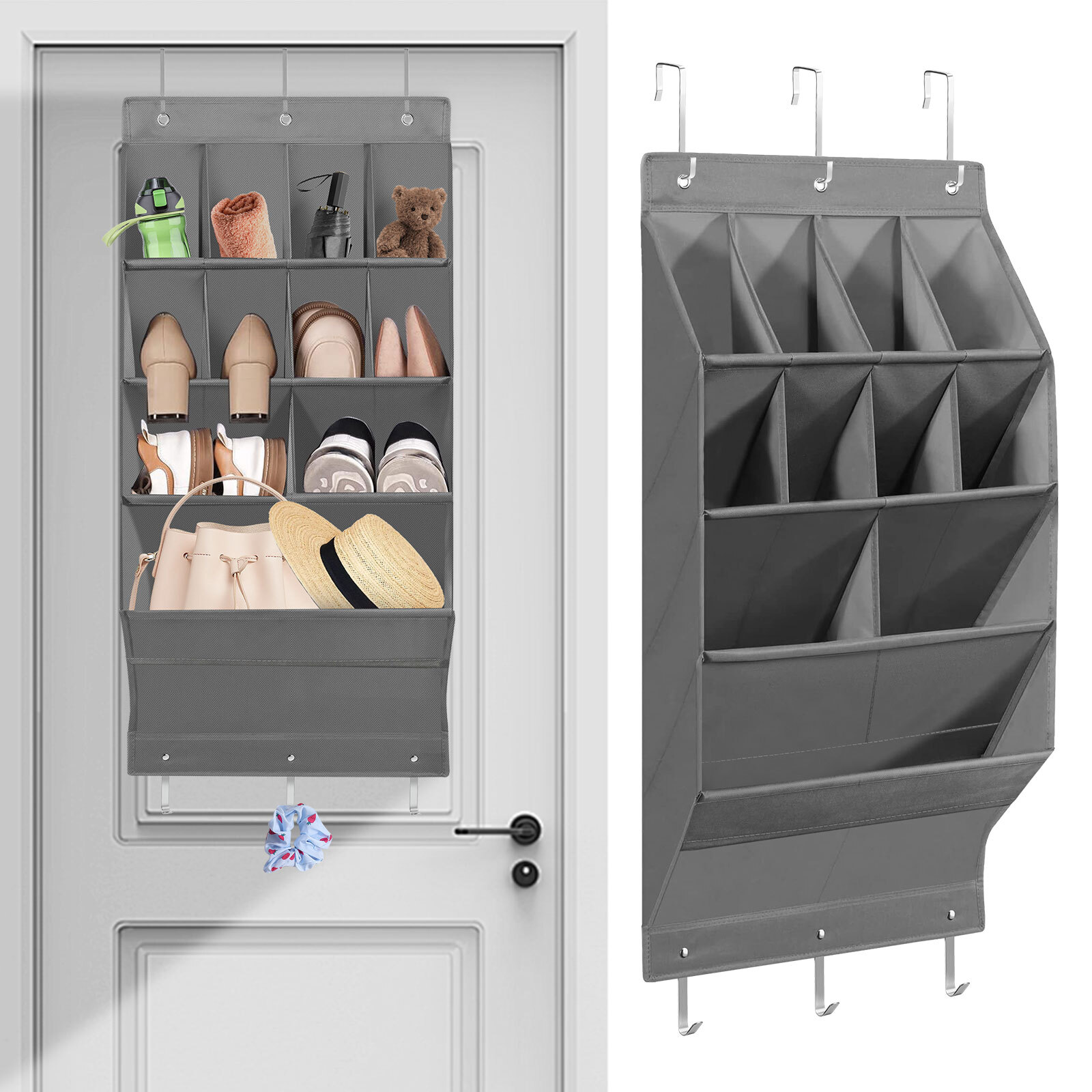Over Door Hanging Shoe Organizer Storage Rack with Hooks-image
