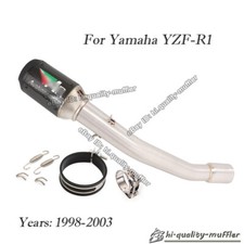 Exhaust Mid Link Pipe + 51mm Muffler Carbon Fiber For Yamaha YZF-R1 1998-2003