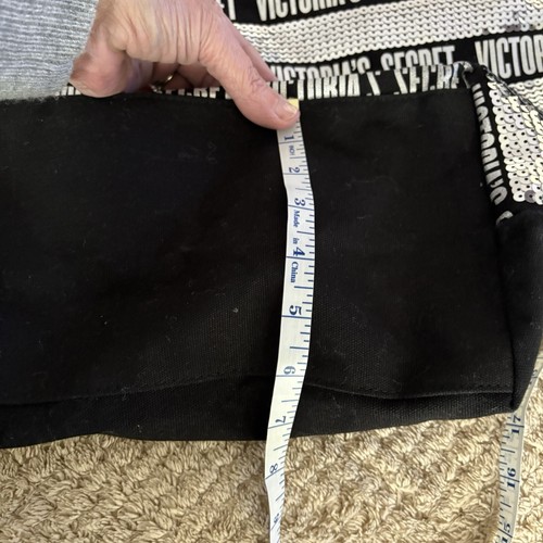 VICTORIA'S SECRET SILVER & BLACK STRIPE TOTE BAG SHOPPER WEEKENDER TRAVEL NWOT - Picture 11 of 12