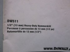 Dewalt DW511 Type 5 1/2" VSR Hammer Drill Manual