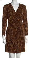 Vintage Emanuel Ungaro Faux Wrap Dress Mob Wife 90s Animal Print