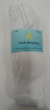 Sock Amazing White Fashion Unisex Bamboo Crew, Diabetic Socks 4 Pairs Size 10-13