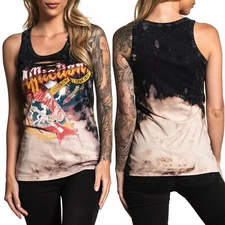 AFFLICTION Women's T-Shirt TANK WHERE EAGLES DARE SPLIT