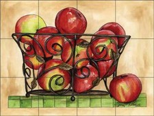 Apple Tile Backsplash Sara Mullen Fruit Art Ceramic Mural SM080
