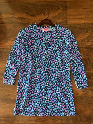 lilly pulitzer beach comber dress Girl XL 12-14 Navy Spotted In The Wild MINI blue color dress Machine wash cold A-Line High Neck Long Bottom Size:33x30