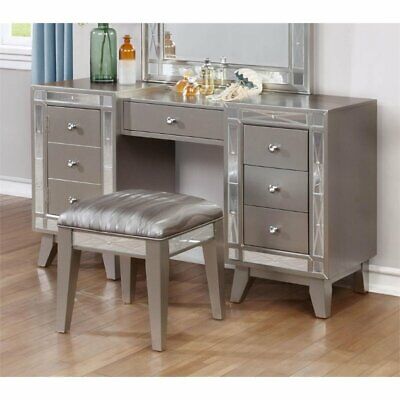 Coaster Leighton 2 Piece Bedroom Vanity Set In Metallic Mercury Ebay