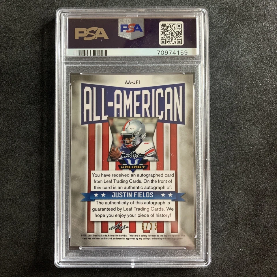 2021 Leaf All American Justin Fields Auto Rookie SP #/35 Pittsburgh Steelers - Image 2 of 3