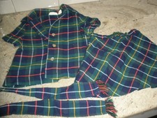Vintage Green Blue Plaid 3 Piece Top, Skirt, Scarf for Toddler 33 