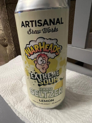 WARHEADS EXTREME SOUR HARD SELTZER LEMON EMPTY COLLECTIBLE CAN 16oz UNOPENED TOP