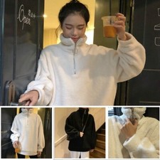 Women Fluffy Fleece Pullover Sweatshirt Hoodies Jumper Loose Warmer Casual