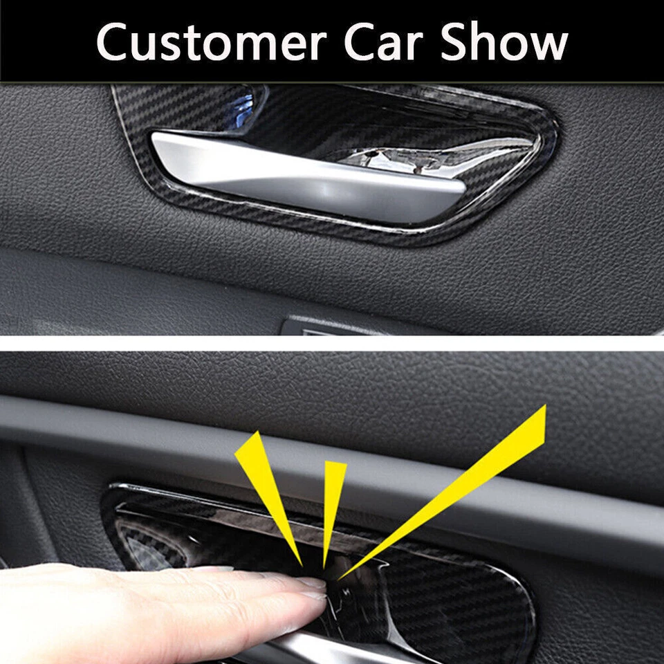 Cubierta de cuenco de manija de puerta interior 4 piezas para BMW serie 3 4 F30 F34 3GT aspecto de carbono Foto 3 de 4