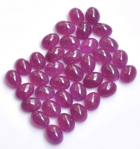 AAA 6x8 MM 100% Natural Red Burma Ruby Cabochon Loose Gemstone 5 Pcs Lot -1211 - Picture 9 of 11