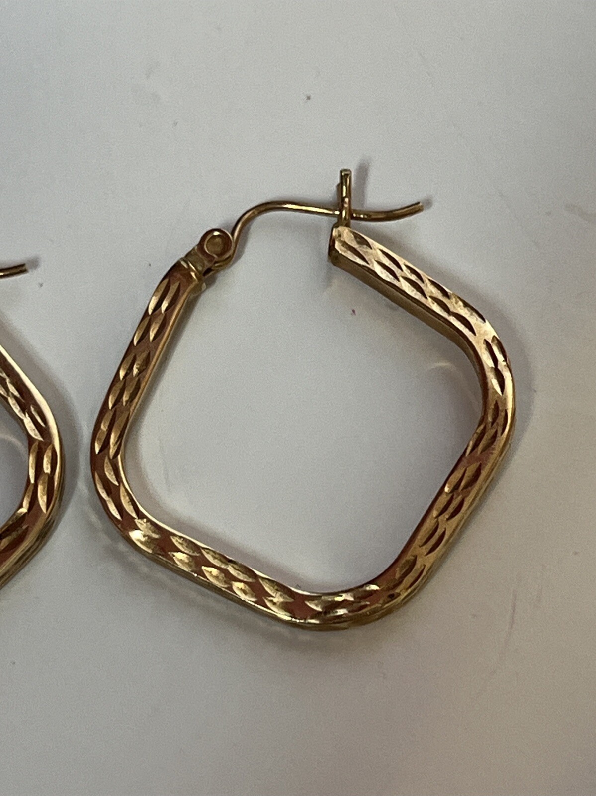 14k Gold Basic Earrings Square Hoops - image 2