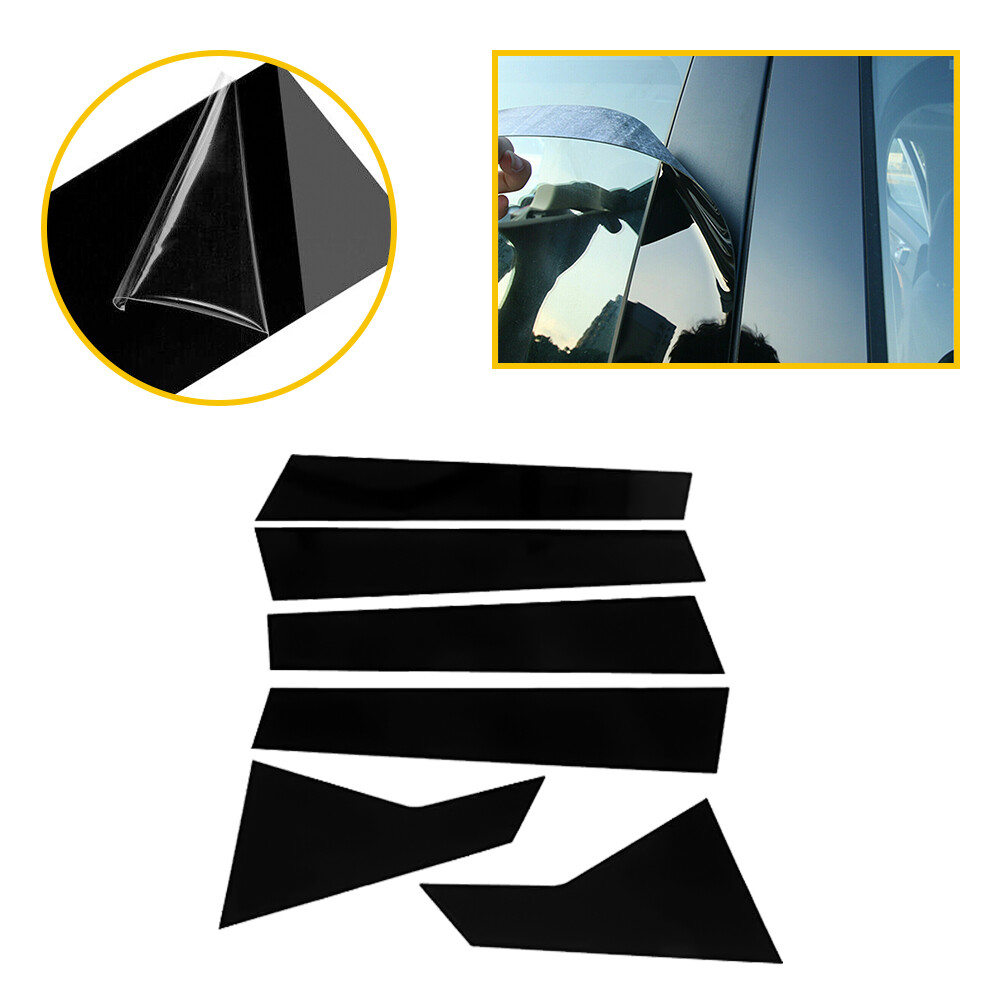 Black Pillar Posts for Chevy Impala 2014-2020 6pc Set Door Trim Piano Cover Kit