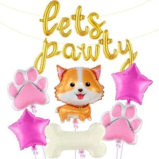 KatchOn, Dog Balloon for Puppy Party - 28 Inch, Pack of 6 and Lets Pawty Ball...