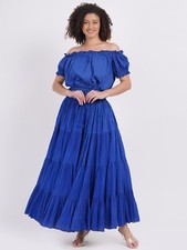 Wevez Damen Stylist Tribal Fusion 25 Yard Baumwolle royalblau langer Maxirock