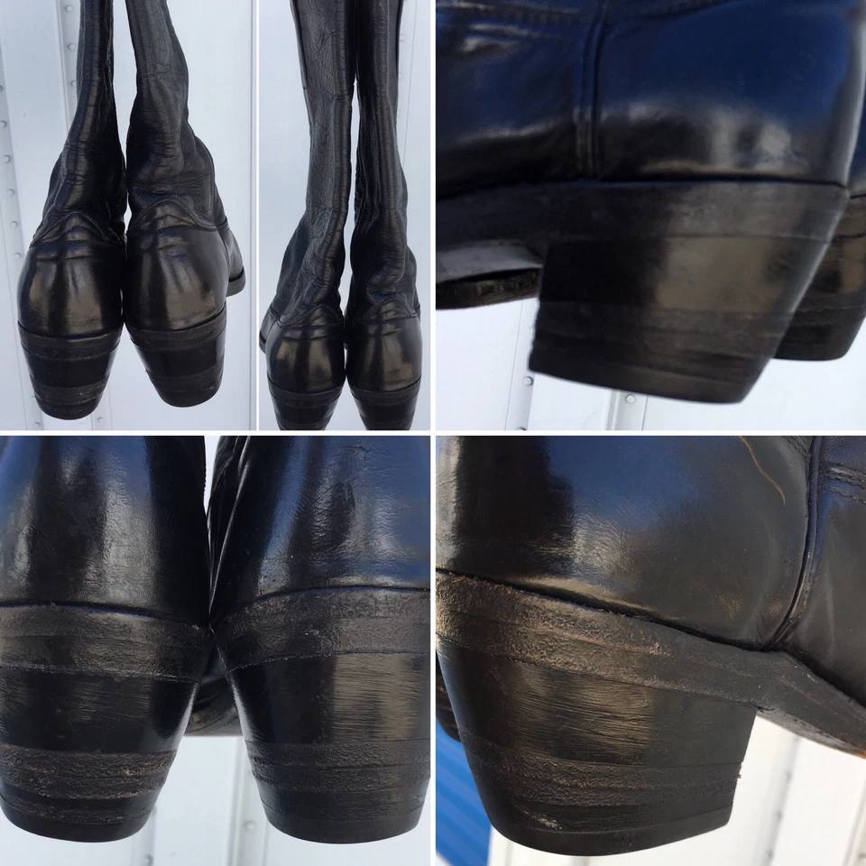 Botas de Vaquero Frye De Colección 6 1/2 E 9M14076 Hechas en EE. UU. 2180 Cuero Negro Western Foto 3 de 4