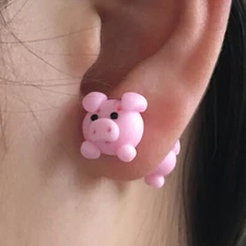 Cute Pink Pig Stud Earrings