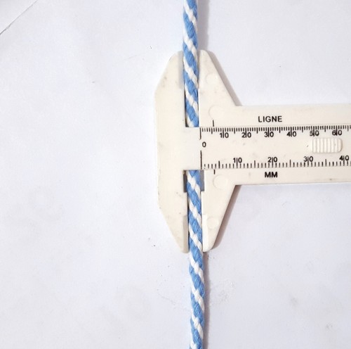 3.5mm wide- White w/ Lt Blue Braided Cotton Blend Cord String Drawstring CC39 - Picture 7 of 7