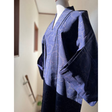 Mint antique kimono,japanese kimono , kimono robe,orange kimono,tsumugi