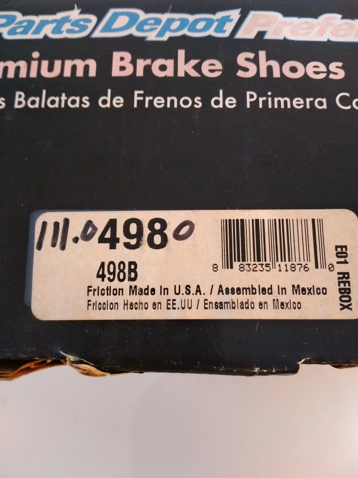  Juego de zapatas de freno traseras Parts Depot 111.04980 498 2 ruedas nuevas para camioneta Ram 50 D50 Foto 2 de 4