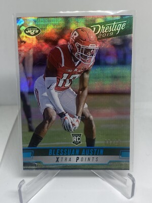 2019 Prestige Football Blessuan Austin Xtra Points Blue Foil 8/10 RC SSP NY JETS