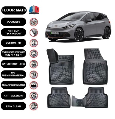 Floor Mats Liner For Cupra Born (2021-2025)  Waterproof 4D Molded Black 4pcs