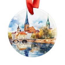 Ume  SWEDEN City Skyline, Swedish Travel, Personalized Acrylic Ornament Gift