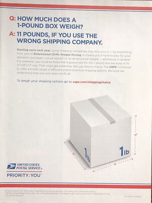 2014 USPS US Postal Service PRINT AD Dimensional Weight Pricing - Priority You
