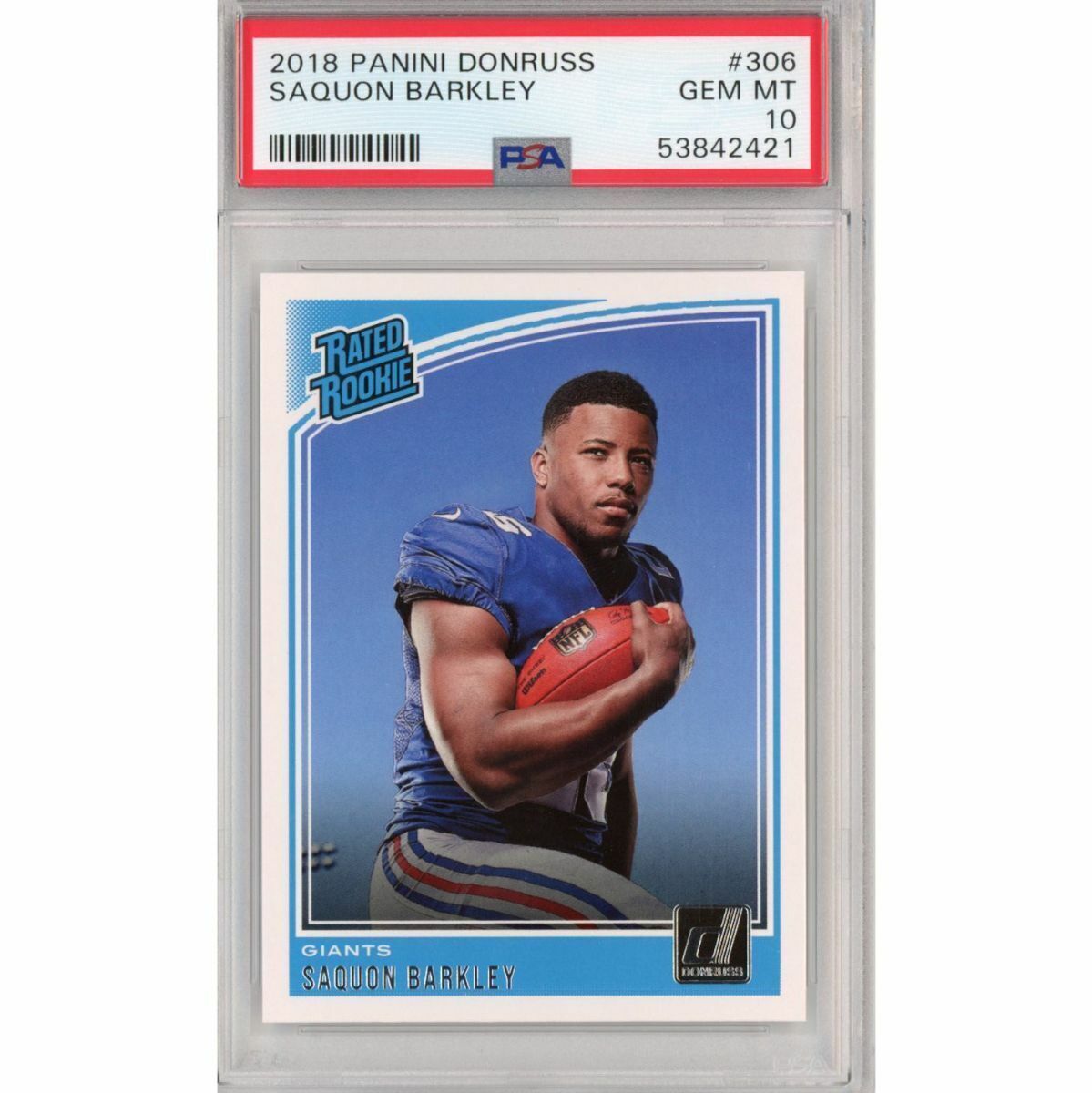 Graded 2018 Panini Donruss SAQUON BARKLEY #306 Rookie RC Graded 2018 Panini Donruss SAQUON BARKLEY #306 Rookie RC