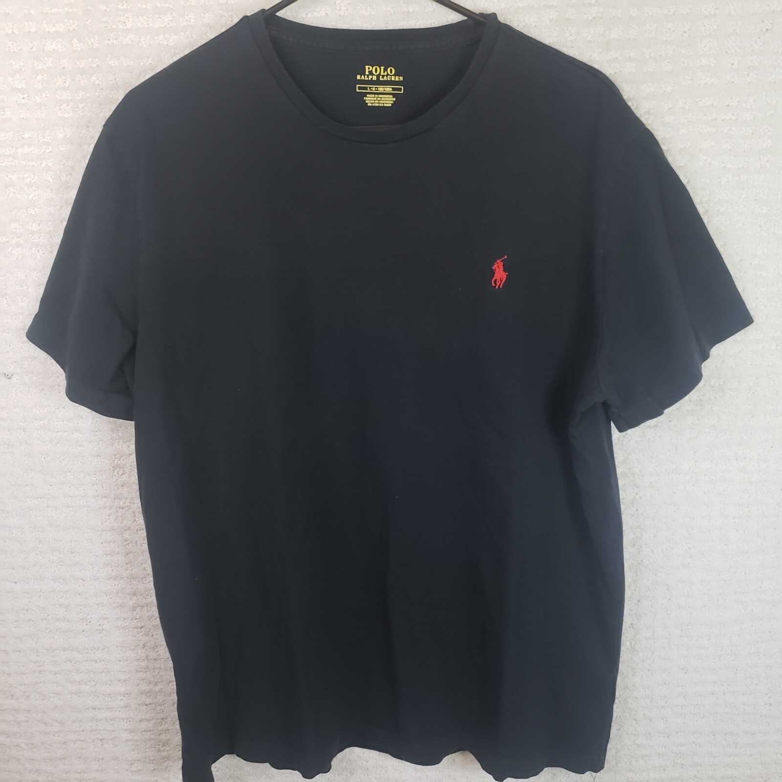 Polo Ralph Lauren camicia girocollo manica corta uomo taglia L nera con pony rosso