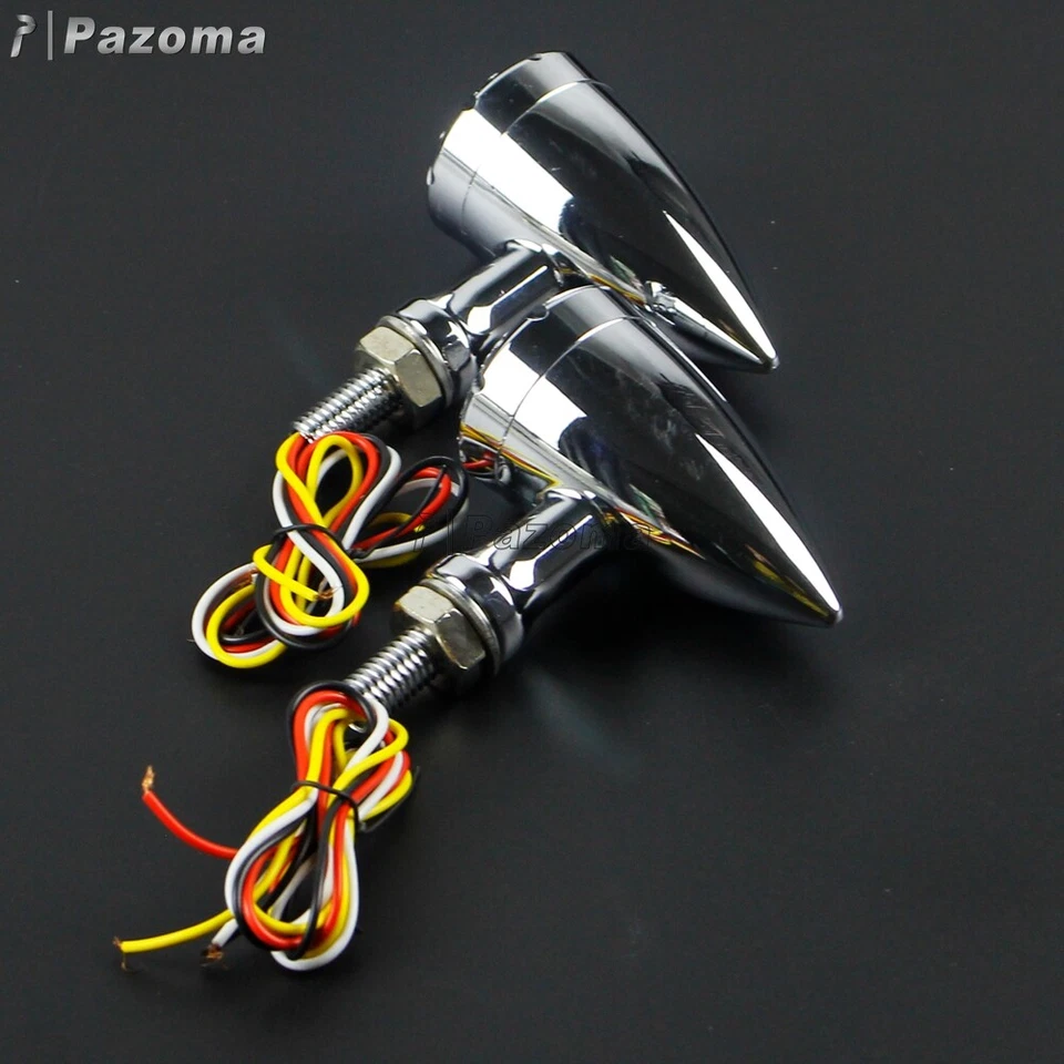Luz LED 3 en 1 de señalización de giro de freno para motocicleta Bullet para Harley Suzuki Foto 3 de 4