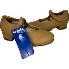 SANSHA F.R. Duval Beige Leather Tap Dance Shoe Size 10 D YOUTH