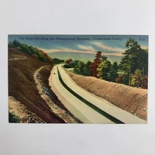 Postcard Pennsylvania PA Turnpike Deep Cut 1940s Linen Unposted