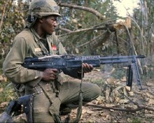 U.S. Gunner fires his M60 Machine Gun at sniper 8x10 Vietnam War Photo 663