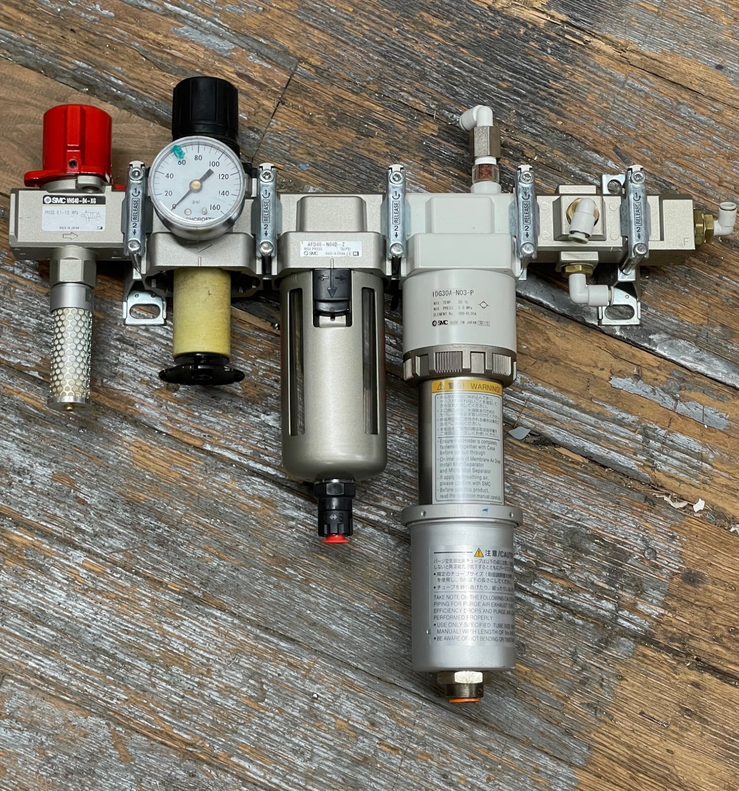 SMC VHS40-04-XG VALVE AF040-N04D-Z PNEUMATIC FILTER IDG30A-N03-P AIR DRYER 1/2"