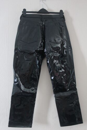 BNWT Topshop Black Wet Look Vinyl Editor Crop Jeans Trousers 6 W25 L32 RP £49.99 - Picture 18 of 18