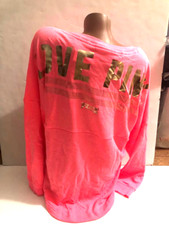 Victoria's Secret Pink Varsity Crew Oversized Pullover Sweatshirt Coral Pink L