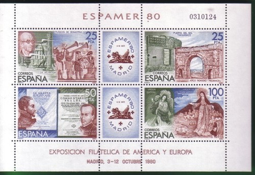 SPAIN SPAIN 1 SHEET PHILATELIC EXHIBITION IN MADRID 1980 +3.