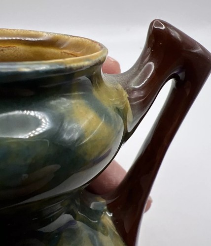 Vintage Country Cow Calf Highland? Porcelain? Base Browns Handles Small 5" - Picture 10 of 17