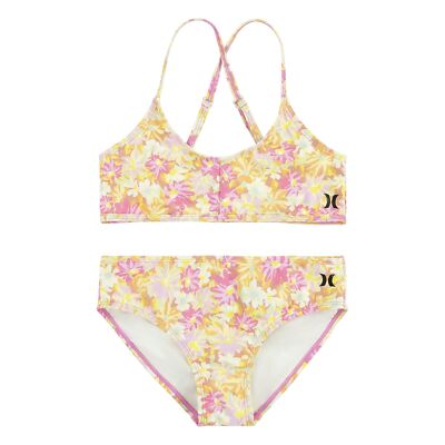 Hurley Girl's Two-Piece Triangle Bikini Swim Set (Big Kids) Soft Pink Punch LG