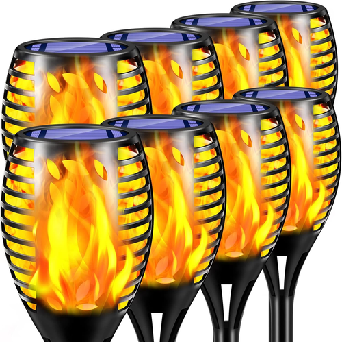 8 Pack Outdoor Flickering Flames Torch Decorative Garden Lights Solar Powered...
