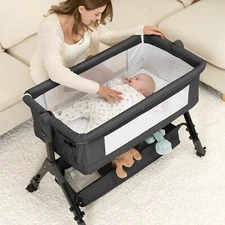 3 in 1 Baby Crib Bedside Crib,Baby Bassinet,Baby Bed Adjustable Portable Bed