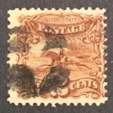 US STAMPS #113 2c POST HORSE and RIDER USED  cv $140