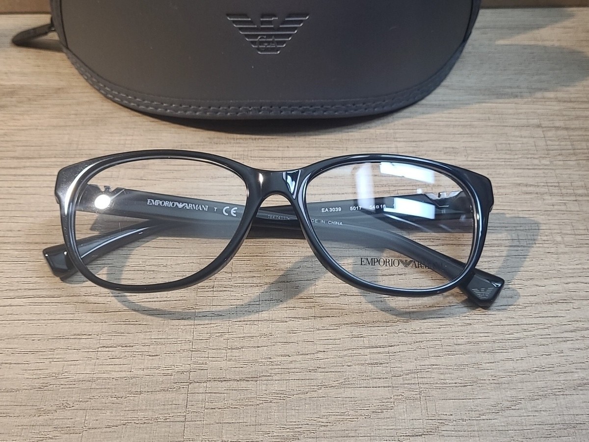Emporio Armani Ea 3039 5017 Black Authentic Eyeglasses 52-16-140 Emporio Armani EA3039 5017 Eyeglasses Frames Polished Black  main image 2